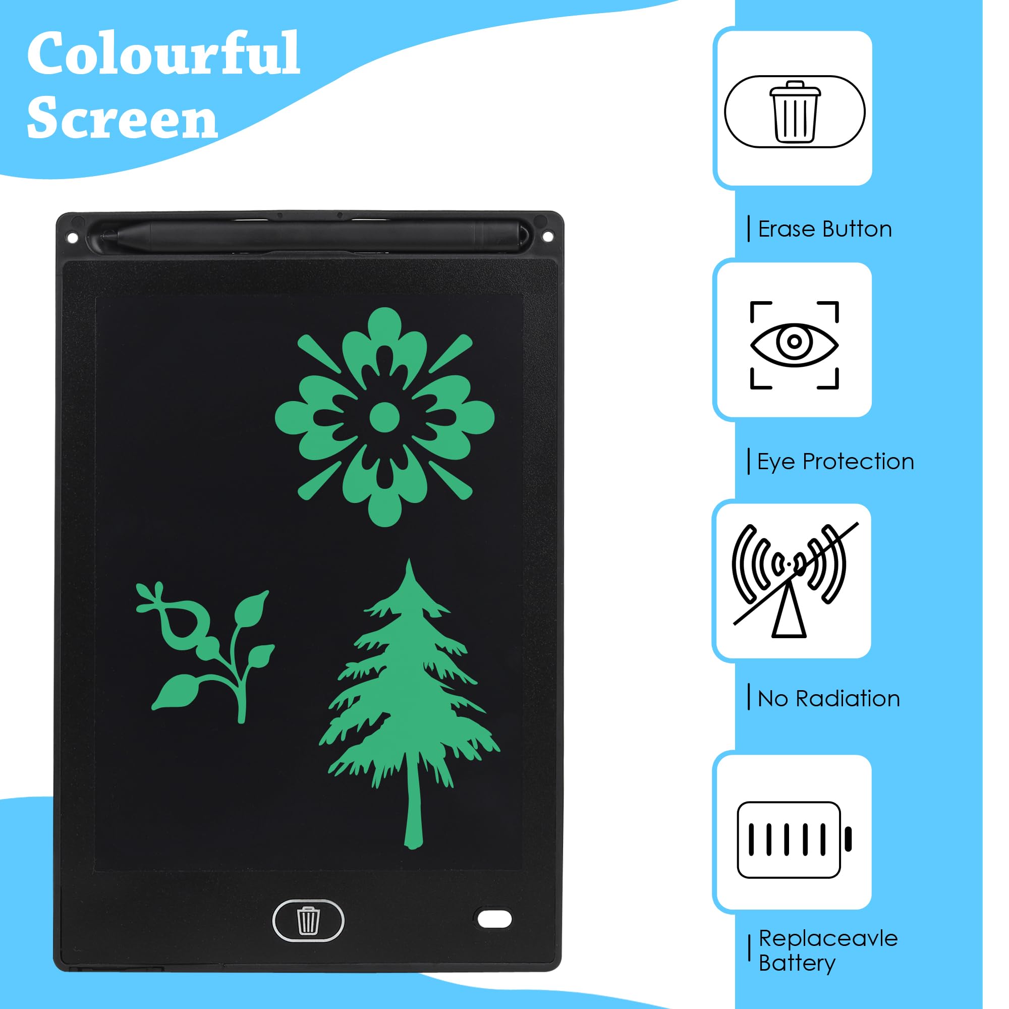 Yajnas Ruffpad - Blocco da scrittura LCD con penna, per disegno digitale riscrivibile, per giocare e scrivere a mano, tablet per bambini e adulti, per scrittura elettronica, lavagna in ardesia, regalo