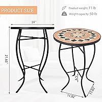 Vista 3 de VCUTEKA Mosaic - Mesa auxiliar para exteriores, pequeña mesa de patio, mesas de centro para exteriores, mesas de plantas de extremo redondo