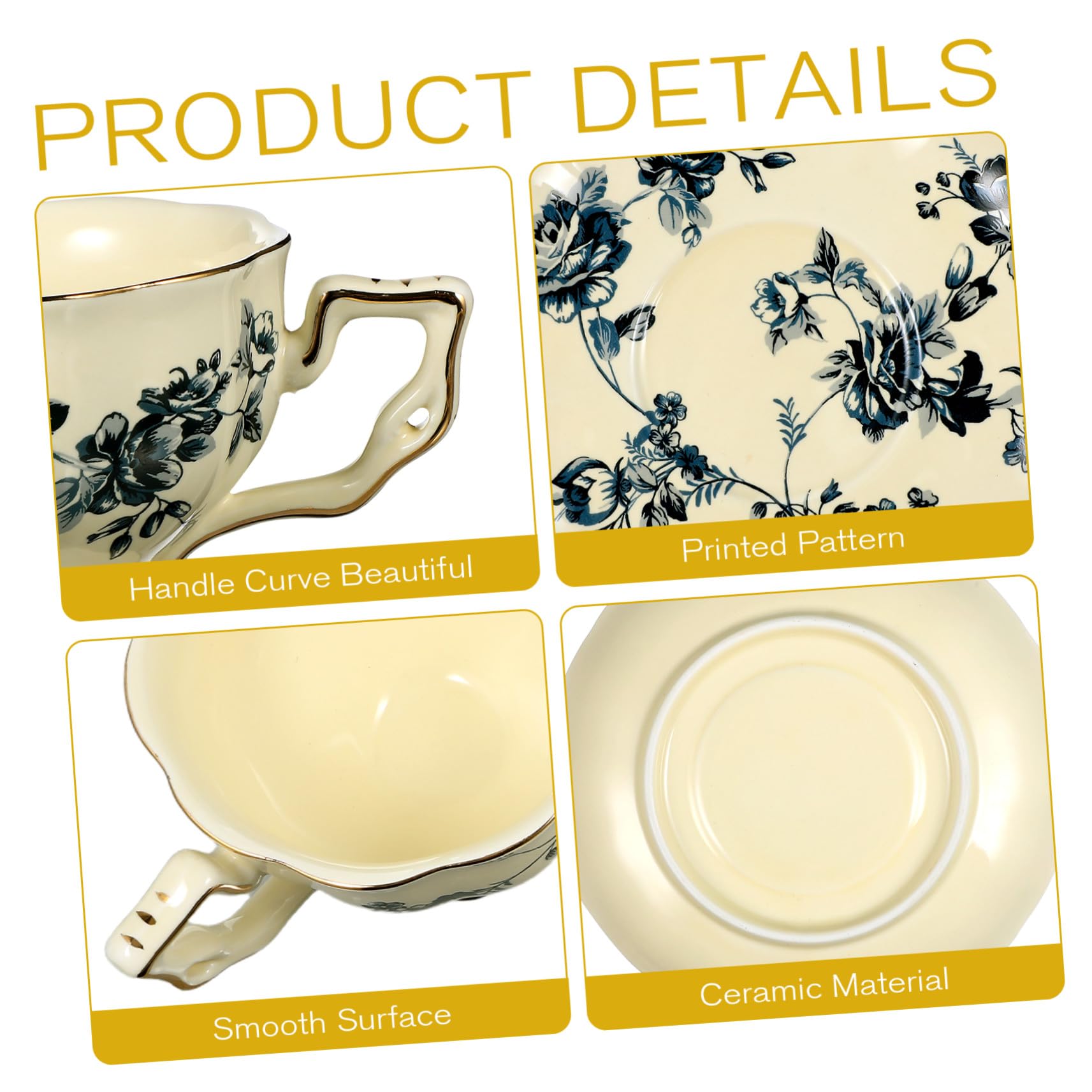 Gatuida Set Tazza e Piattino da Caffè in Ceramica Blu, Stile Europeo