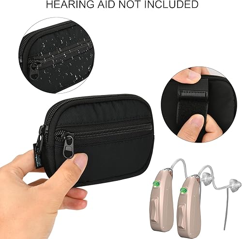 Vista 5 de Beautyflier Bolsa para audífonos, tamaño de bolsillo, bolsa de almacenamiento para amplificador auditivo, accesorios para implantes cocleares, mini
