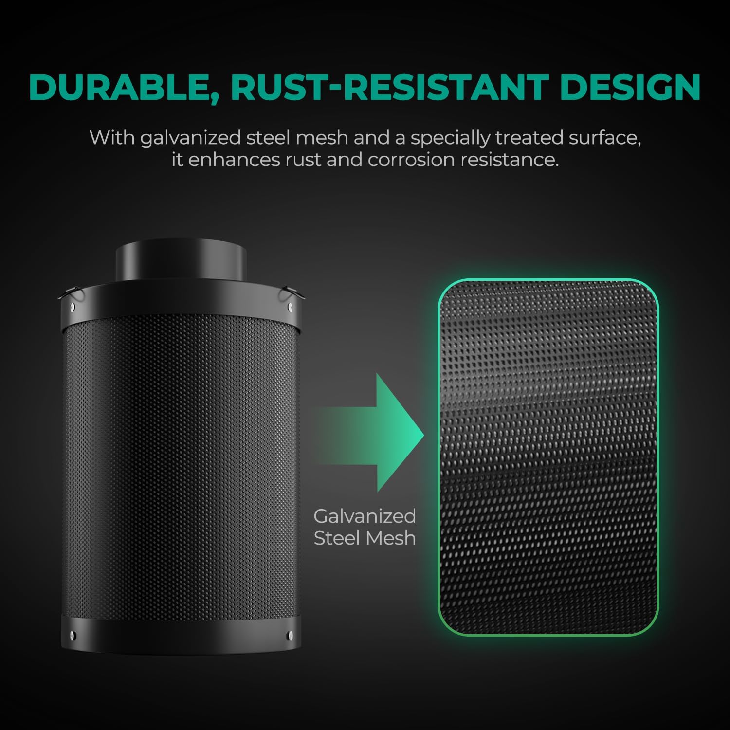 MARS HYDRO 4 Inch Carbon Filter, Inline Air Filter Odor Control with Australian Virgin Charcoal, Carbon Filter for Inline Fan, Grow Tent, Hydroponics, Pre-Filter Included, Reversible Flange