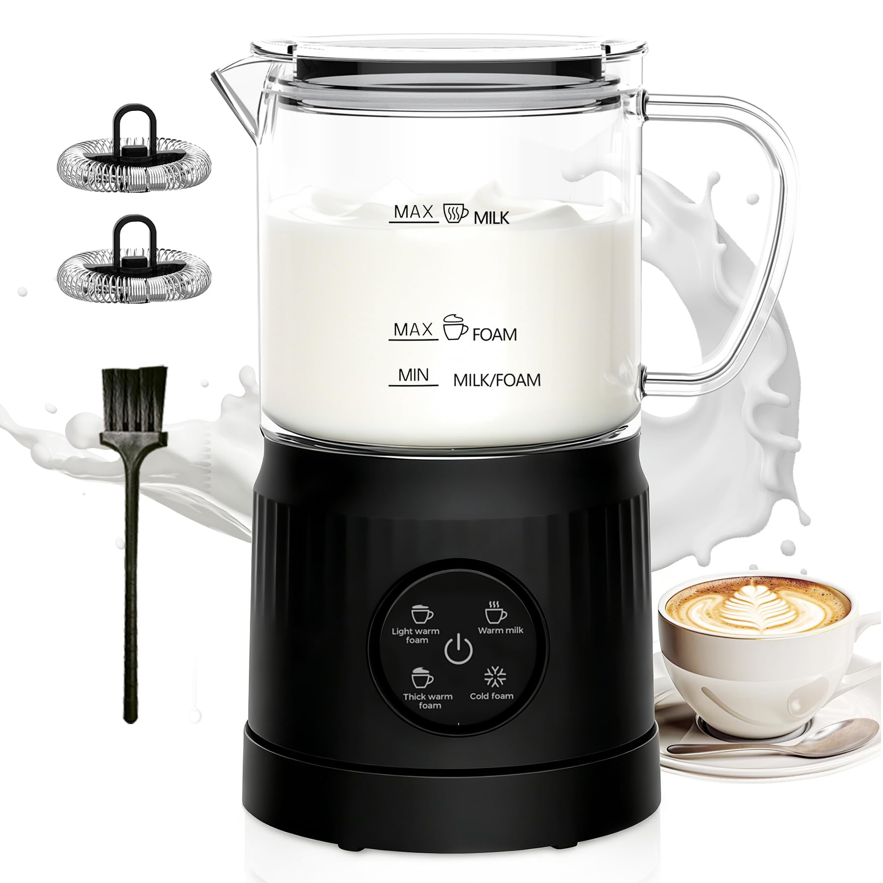Casimhu 4-in-1 Milk Frother in Black with LED Touch Screen