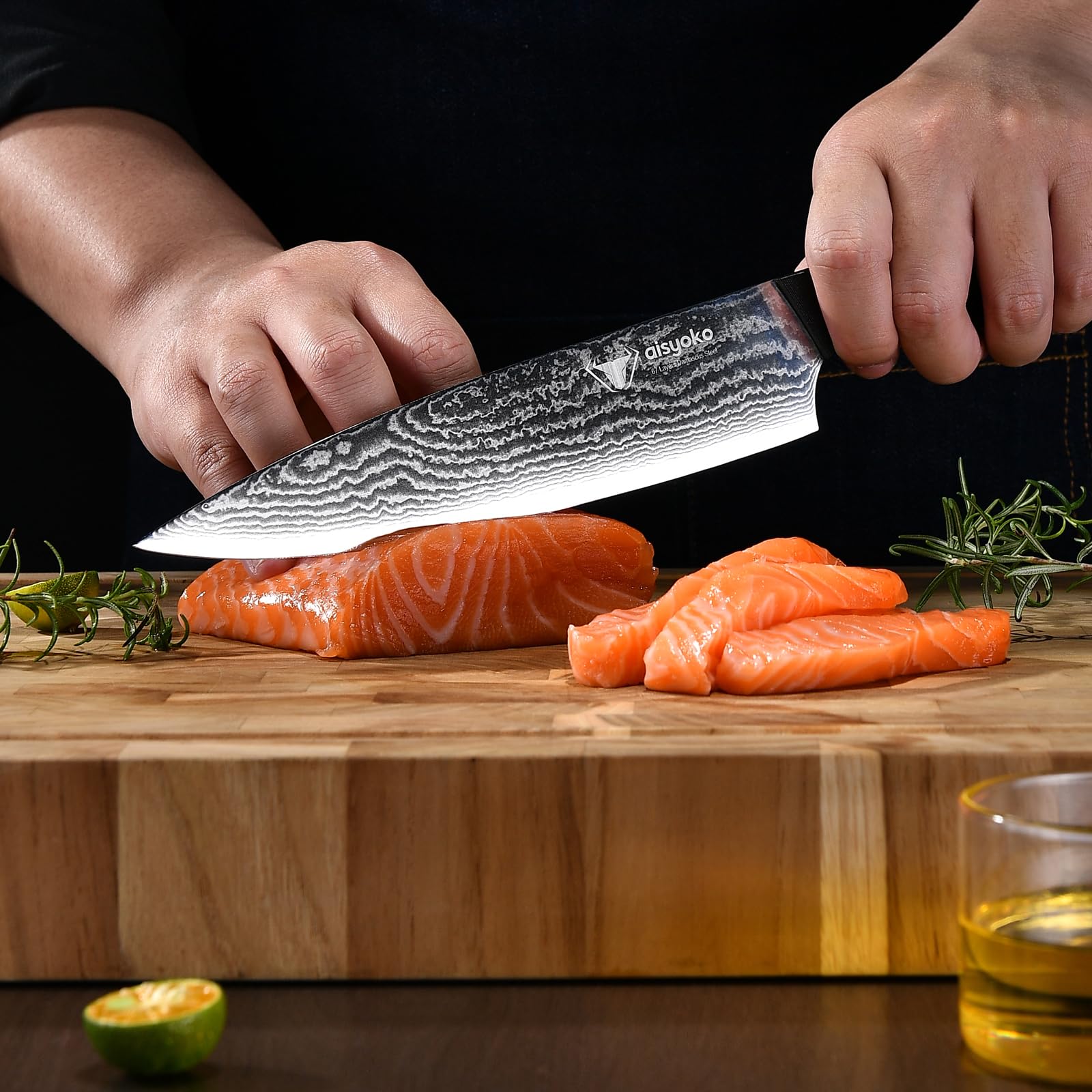aisyoko Professional Chef Knife 8 "Damascus Kitchen Knife 8C High carbon stainless steel Super sharp,Ergonomic Full Tang ABS Anti-Skid Handle utility knife Japanese Cooking Knife with Luxury Gift Box — Amazon image 8