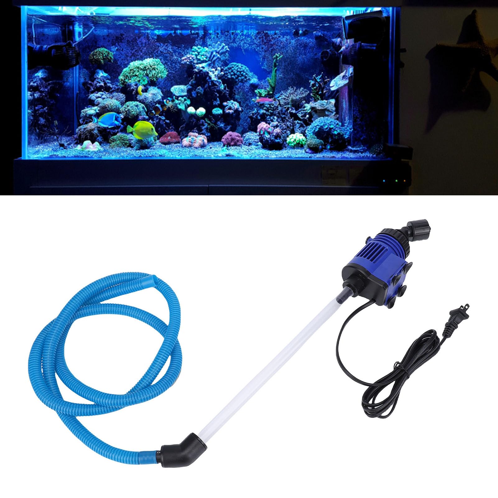 Luocute Nettoyeur électrique de Gravier D'aquarium, Changeur d'eau D'aquarium 16W avec Forte Aspiration pour Laver Le Filtre à Eau des Excréments de Poisson de Sable (Prise UE 220V)