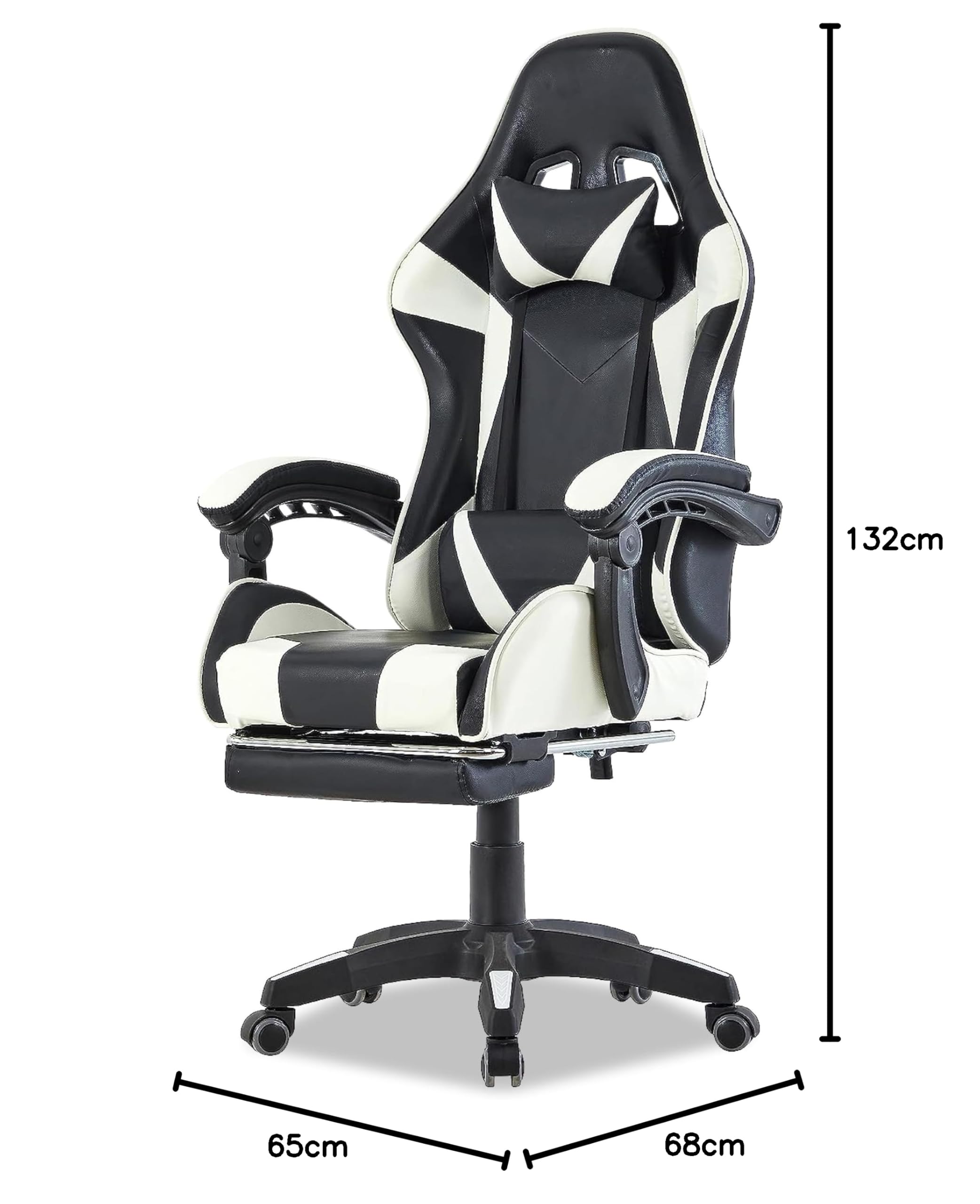 Walden Sedia da gaming, ergonomica, da ufficio, da gaming, schienale regolabile, sedia girevole da corsa, ufficio, computer, ergonomica, videogioco (bianco)