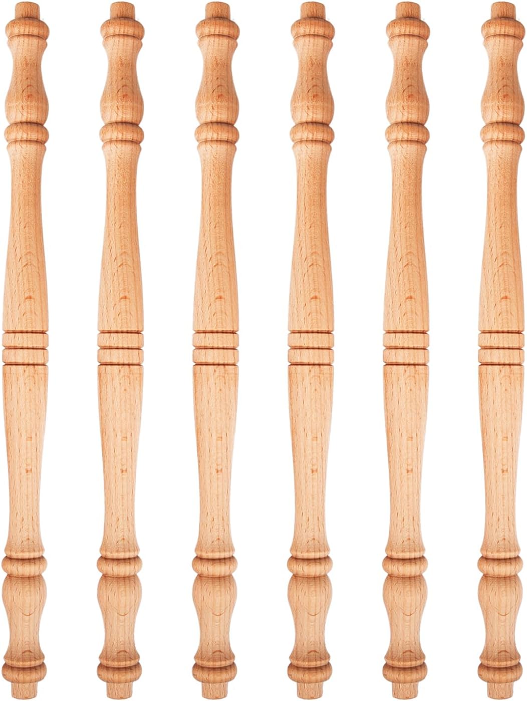 25 Pack 10-4/5 Inch Unfinished Wooden Baluster Spindles, European Decorative Unpainted Wood Newel Post Handrail for DIY Staircase Furniture Woodworking Crafts Home Improvement