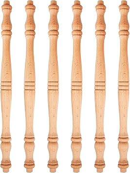 12 Pack 10-4/5 Inch Unfinished Wooden Baluster Spindles, European Decorative Unpainted Wood Newel Post Handrail for DIY Staircase Furniture Woodworking Crafts Home Improvement