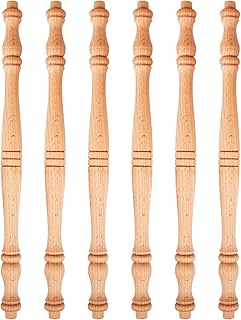 12 Pack 10-4/5 Inch Unfinished Wooden Baluster Spindles, European Decorative Unpainted Wood Newel Post Handrail for DIY Staircase Furniture Woodworking Crafts Home Improvement