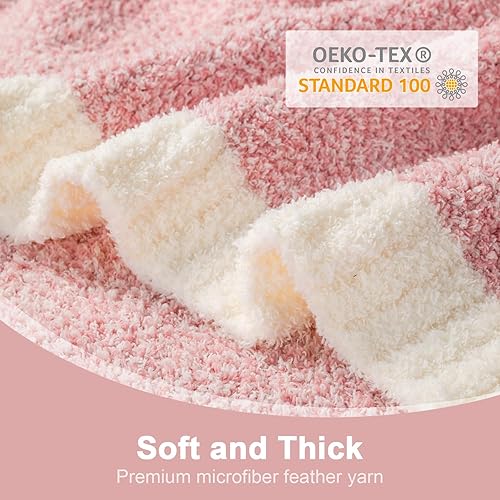 Miniatura 3 de Snuggle Sac Manta rosa, manta de San Valentín para sofá, manta reversible de microfibra súper suave, cálida y acogedora, manta de punto mullida,