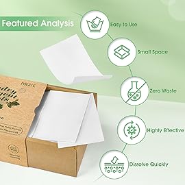 Poesie Laundry Detergent Sheets Fragrance Free Non-Plastic Precut Zero Waste 160 Count Liquidless Washing Strips for Home Dorm Travel Camping Hiking Portable