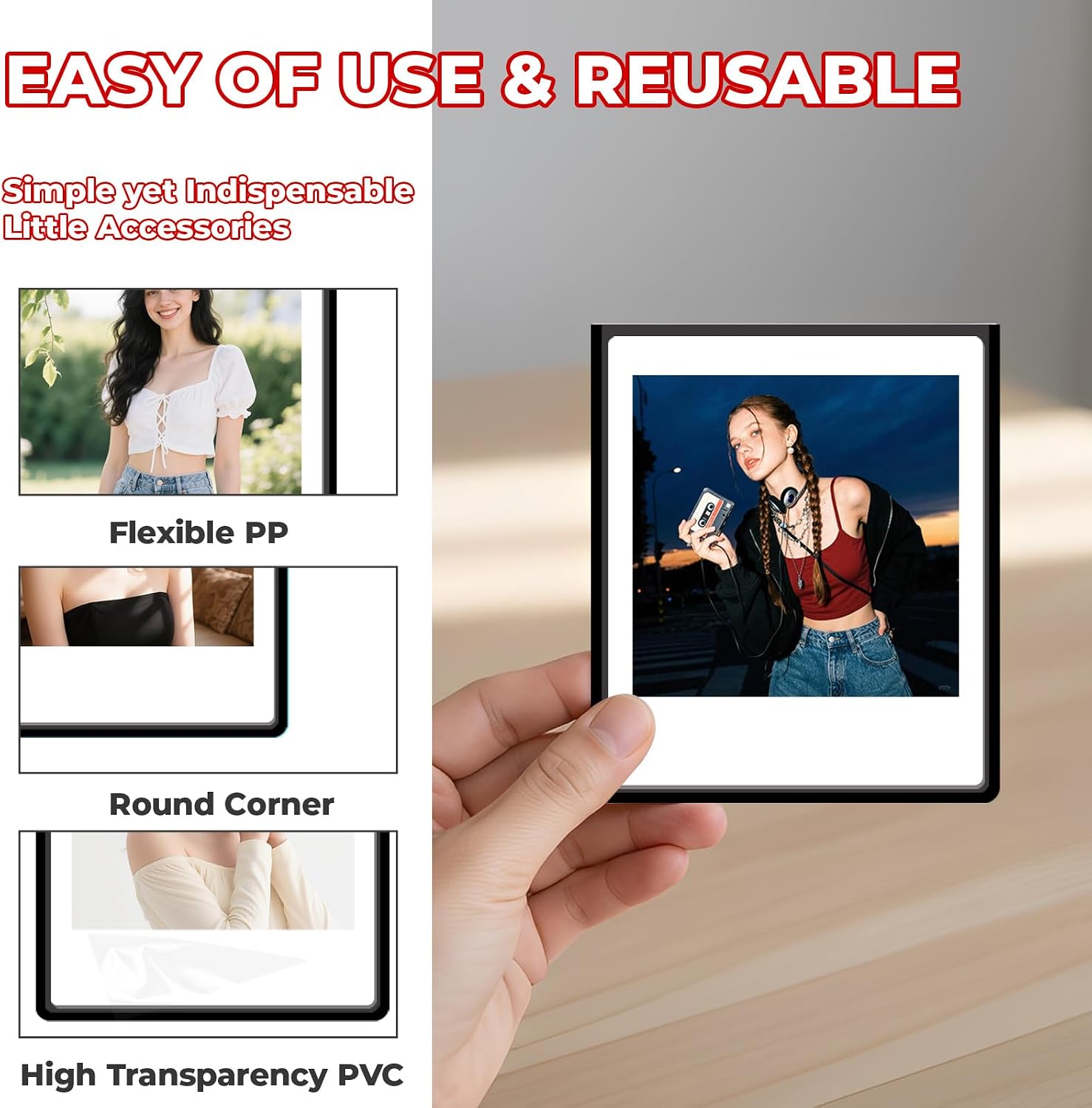 10 Pack Magnetic Photo Frames Compatible with Fujifilm Instax Square SQ1 SQ6 SQ10 SQ20 SQ40 SP-3 3x3.5” Picture Frames – Refrigerator Photo Display (Black) image 4