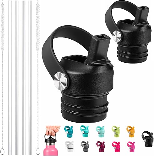 Tapa de popote para Hydroflask, tapas con popote para Hydro Flask, tapa de popote de boca estándar de 18, 21, 24 onzas, tapa de repuesto, botella de