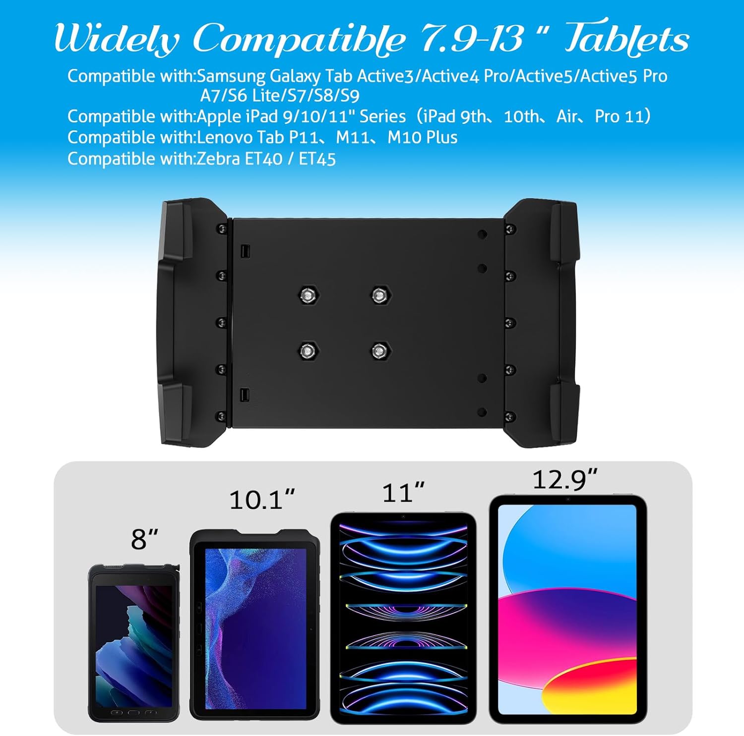 Aluminum Heavy Duty Tablet Mount for Truck, 1.5" Ball Base Tablet Holder Compatible with Galaxy Tab Active Pro Tablets/iPad, iPad Car Mount for Truck, Boat, Dashboard