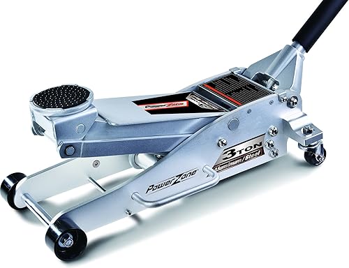 Miniatura 2 de Power Zone Gato hidráulico de carreras hidráulico de aluminio y acero de doble bomba de 3 toneladas, rango de elevación: 3-7/8" a 18-3/8", 680044