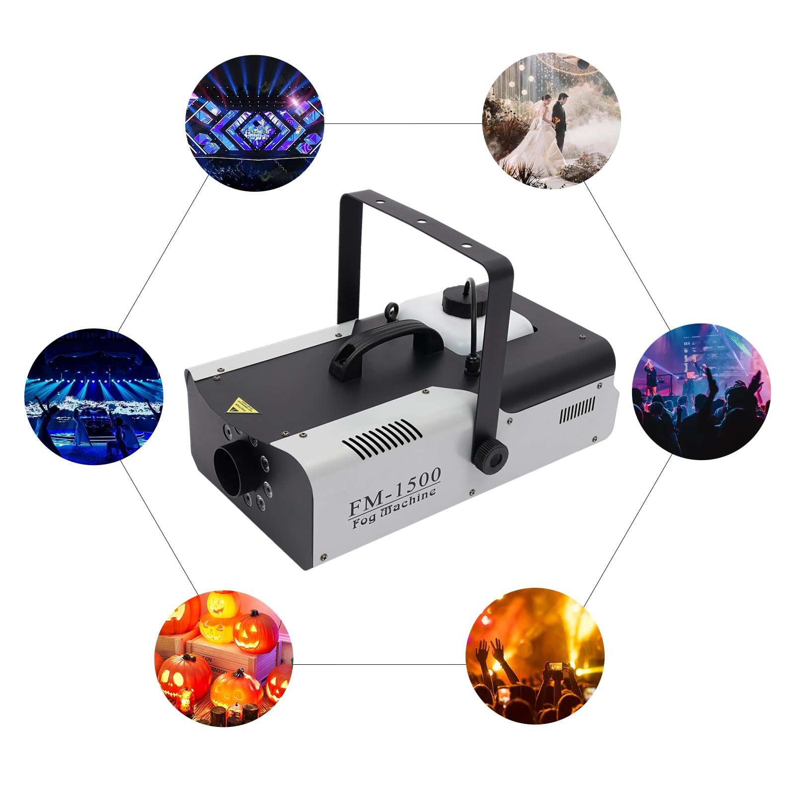 Macchina per nebbia a LED, 1500 W, 9 x 3 W, RGB DMX, telecomando 3 in 1, nebbia per palcoscenico, per feste, matrimoni, spettacoli, teatro, casa