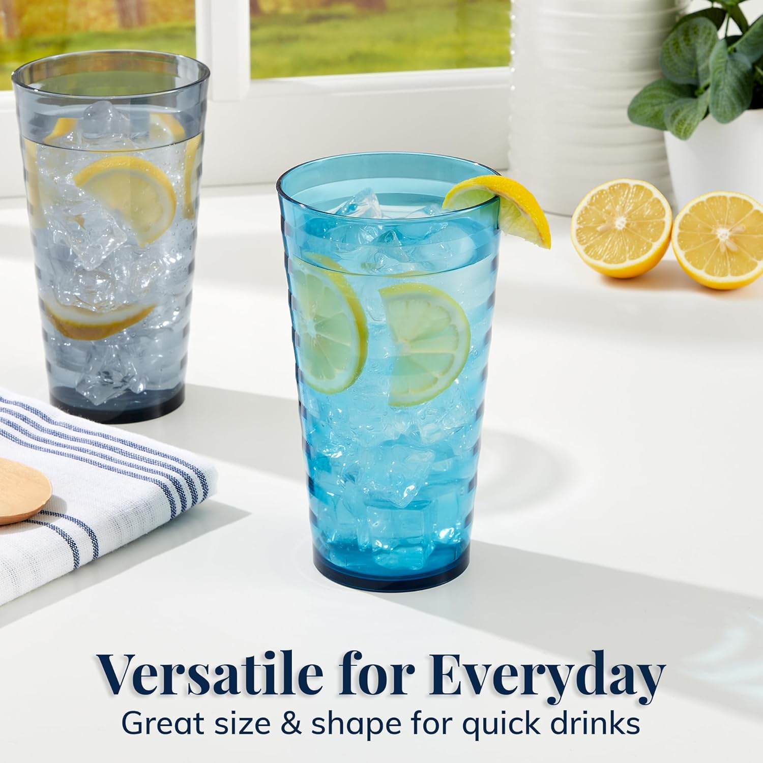 US Acrylic Splash [Set of 16] 18 ounce Plastic Stackable Water Tumblers in 4 Coastal Colors Value Set of Drinking Cups, Reusable, BPA-free, Made in the USA, Top-rack Dishwasher Safe - Image 5