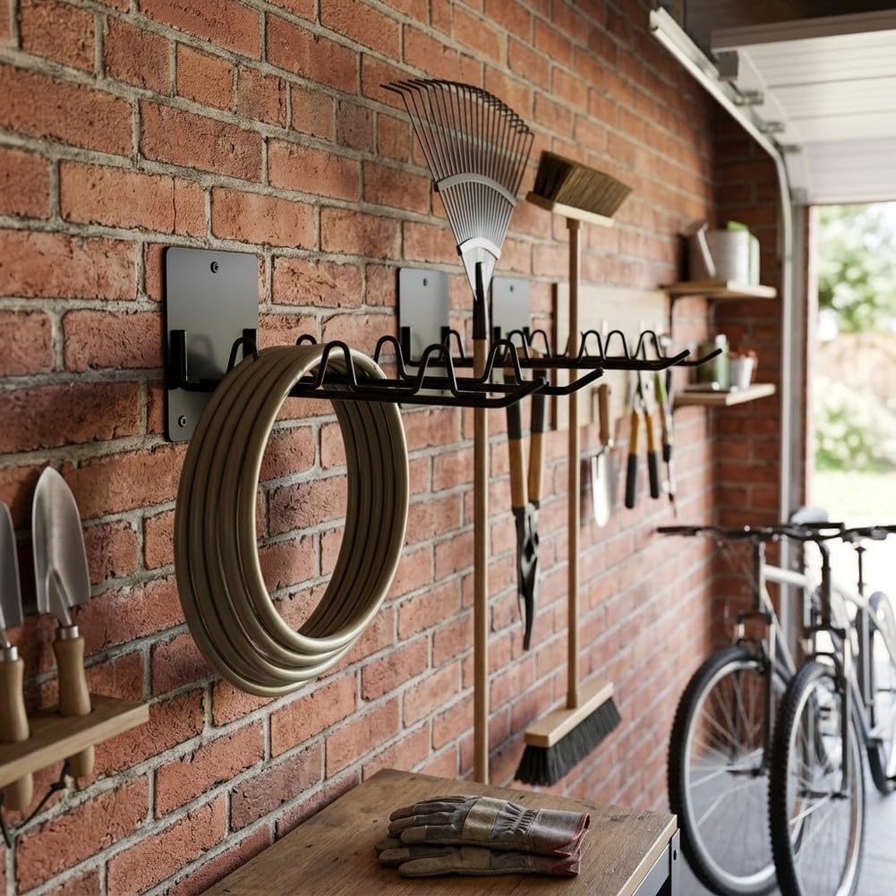 para soporte Herramientas Jardín Hierro 4 Ganchos Pared para(2pcs)