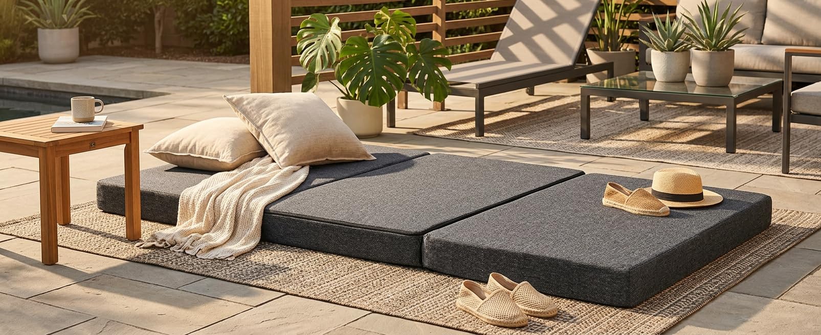 Odolplusz Matelas pliable en mousse avec housse 120 x 200 x 10 cm | Matelas pour camping, matelas de voyage, matelas d'invités, pliable, matelas de sol