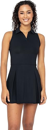 90 Degree By Reflex Vestido de tenis plisado con espalda cruzada y cuello