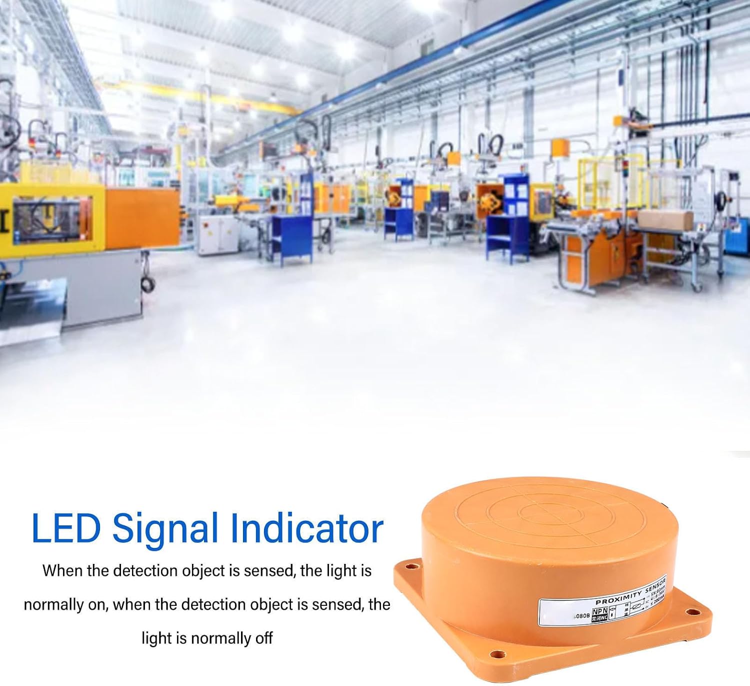 Inductive Proximity Switch, Proximity Sensor NPN Output 3-Wire Nc Approach Sensor with 80mm Range for Machinery Positioning, Production Line Counting, Industrial