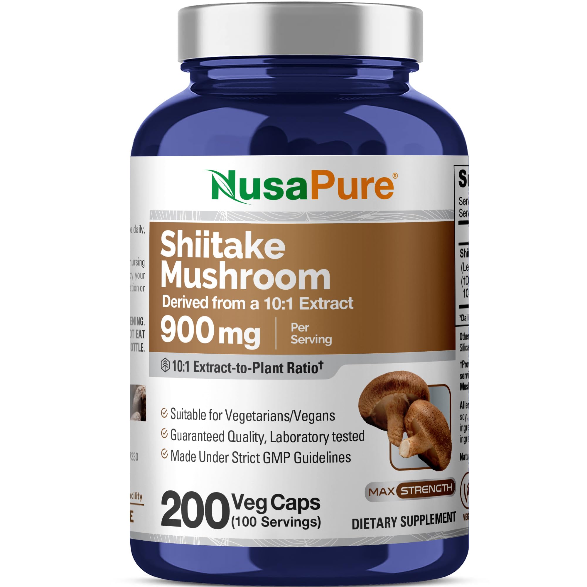 Shiitake Mushroom, Non-GMO, Vegan, 900mg, 200 Veg Capsules - 100 Servings