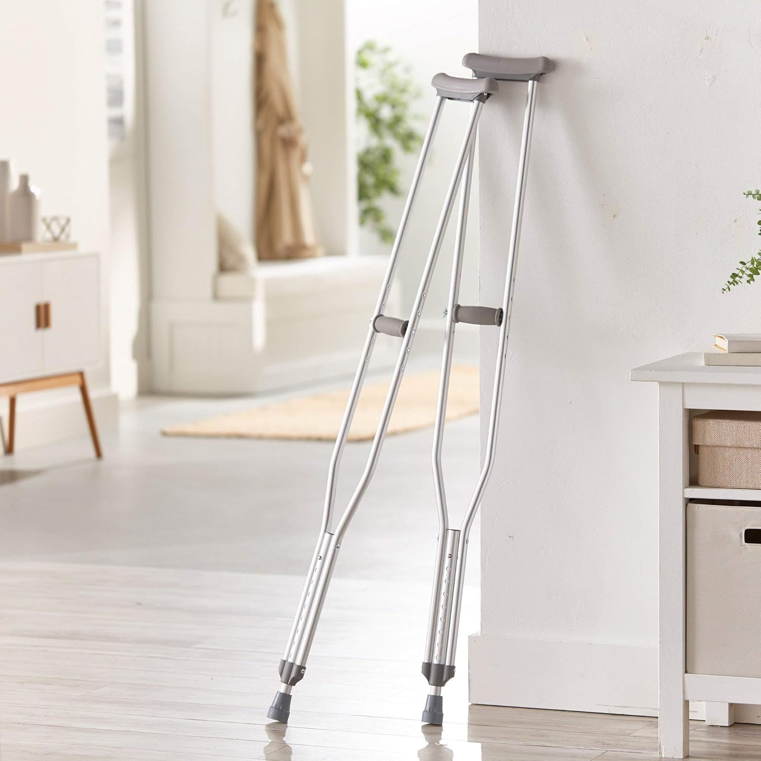 McKesson Aluminum Adjustable Underarm Crutches for Tall Adults, Max 350 lbs, 1 Pair