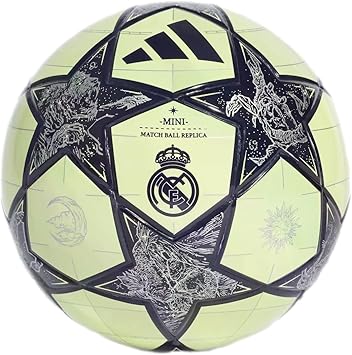 Adidas Unisex-Adult Real Madrid Mini Soccer Ball, Almost Lime/Silver Metallic/Noble Ink, 1