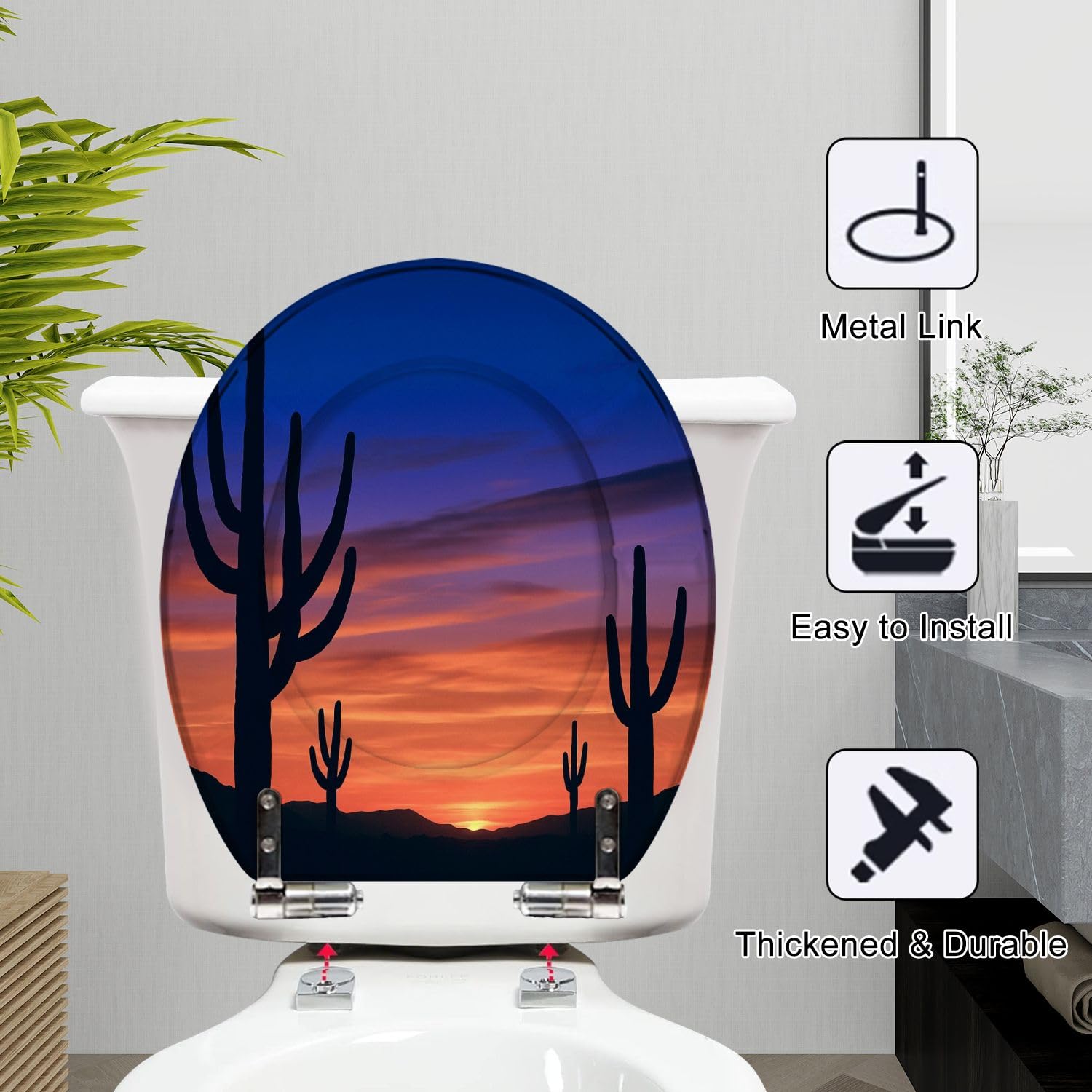 Asiento de inodoro redondo de cerámica mexicana Talavera para baño