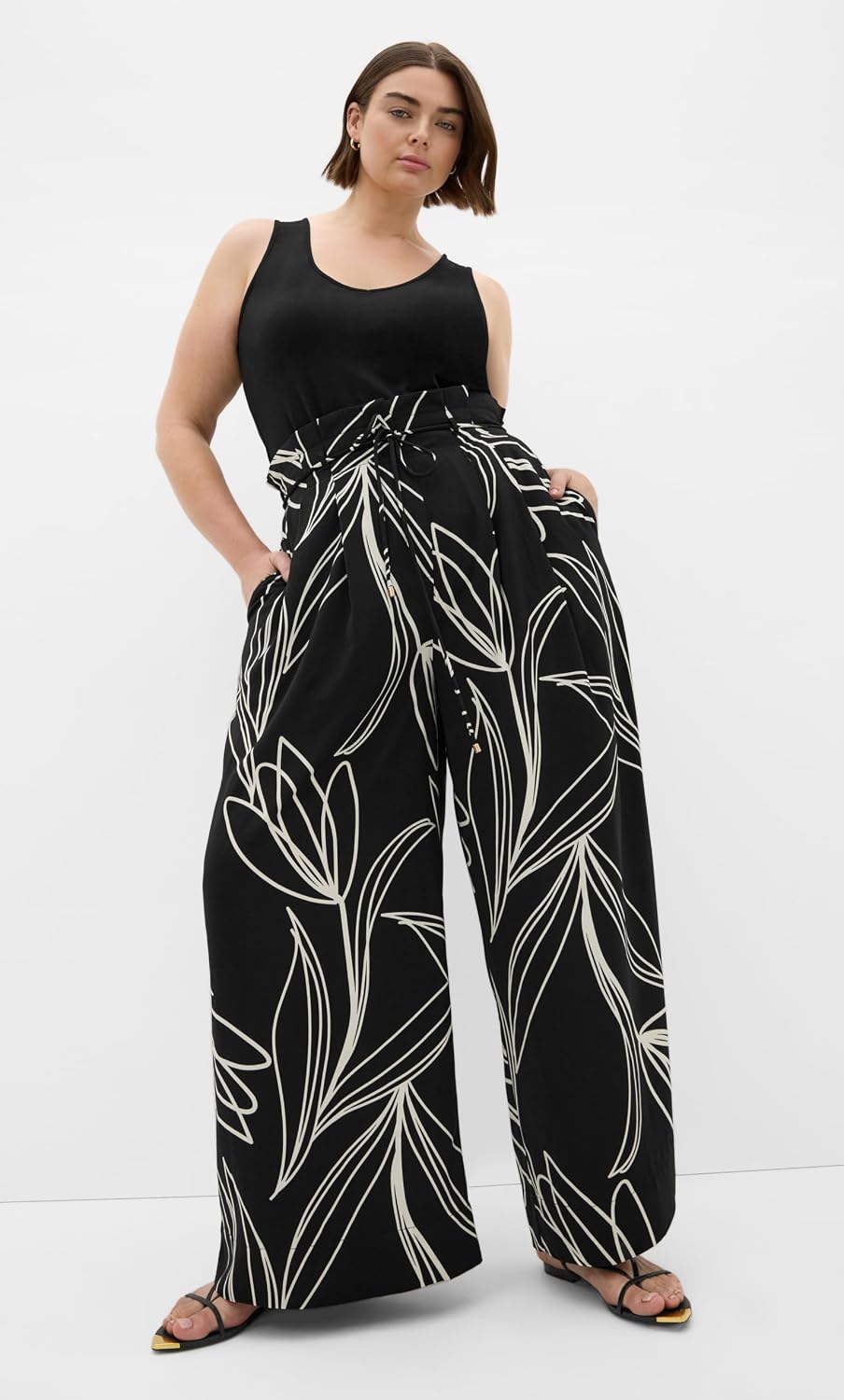City Chic Plus Size Pants - Shania Bloom Print Wide Leg
