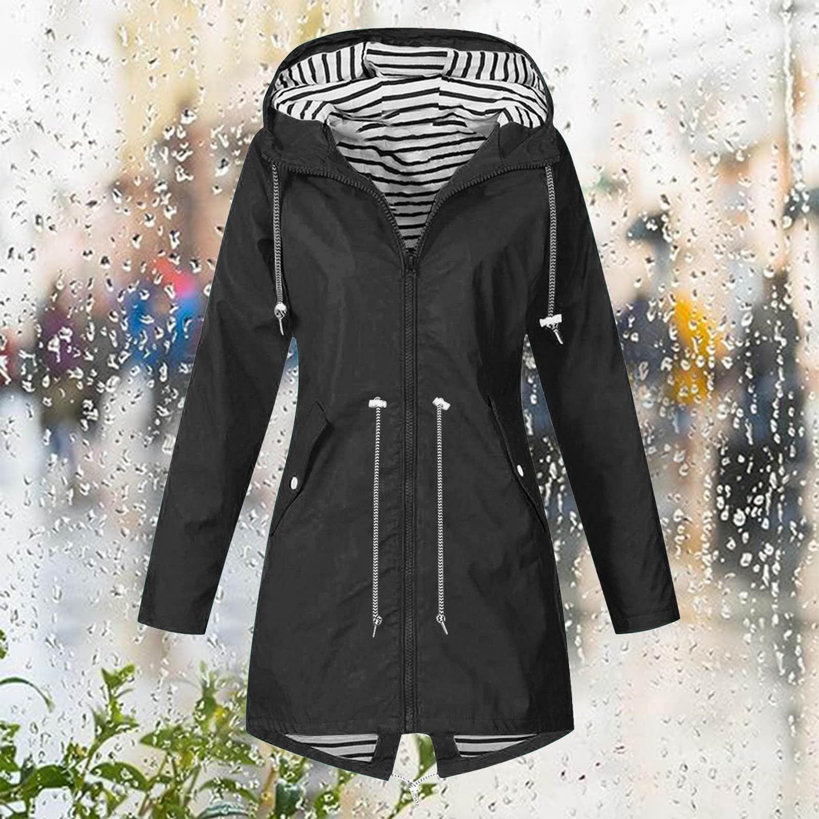 Impermeabile Donna Antipioggia, Giacca Antipioggia Antivento Traspirante Antivento Resistente alle Rughe Impermeabile con Cappuccio a Vento Sportivo Giacca da Pioggia per Viaggio Pioggia All'aperto