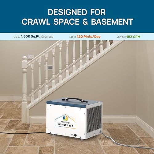 Miniatura 3 de ARGENDON Deshumidificadores comerciales con bomba y manguera de drenaje para espacio de rastreo, sótano, deshumidificador de espacio de rastreo de
