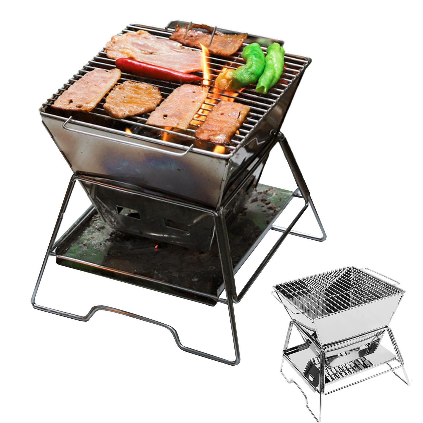 Réchaud de camping en bois | Mini poêle à bois en acier inoxydable | Réchaud de camping pliable pratique pour l'extérieur