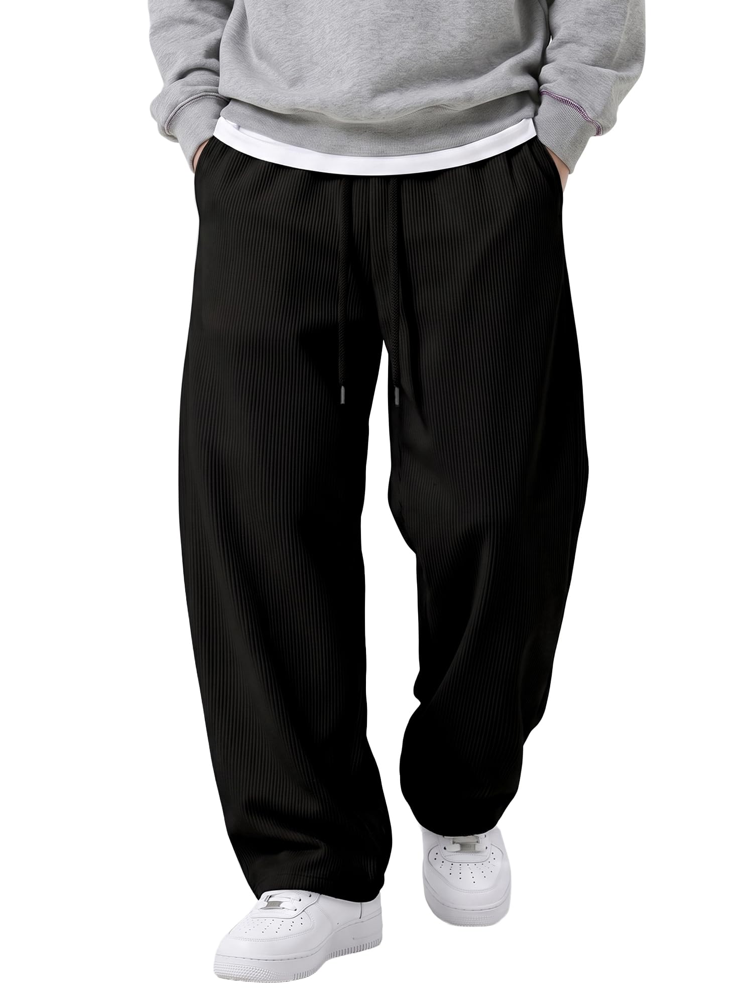 JMIERR Cordhose Herren Baggy Jogginghose Casual Warme Hosen | Weite Hose Herren,Leicht Gefütterte Freizeithose,lockerer Streetwear Stil,Elastischer Bund und Tunnelzug,Herbst Winter