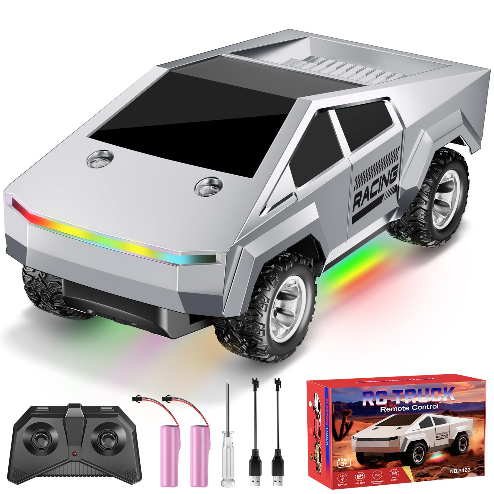 1 24 RC Car Toys All Terrain High Speed 2WD RC Truck with Light and Loadspace 2 4GHz