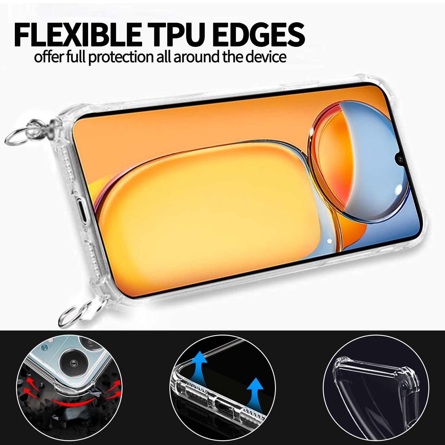 Coque Compatible Avec Xiaomi Redmi 15 4G / Redmi 15 5G Cordon, Transparente Étui Lanyard Anti Jaune TPU Housse Clear Case Shockproof Cover, Vert