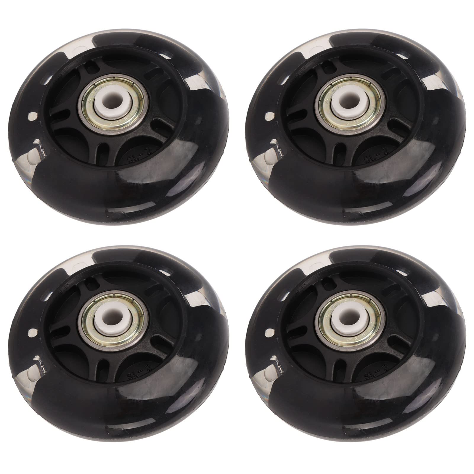 Inline Skate Flash Wheel Roller Skate PU Wheels Replacement Skate Wheels 69mm Black 4PCS
