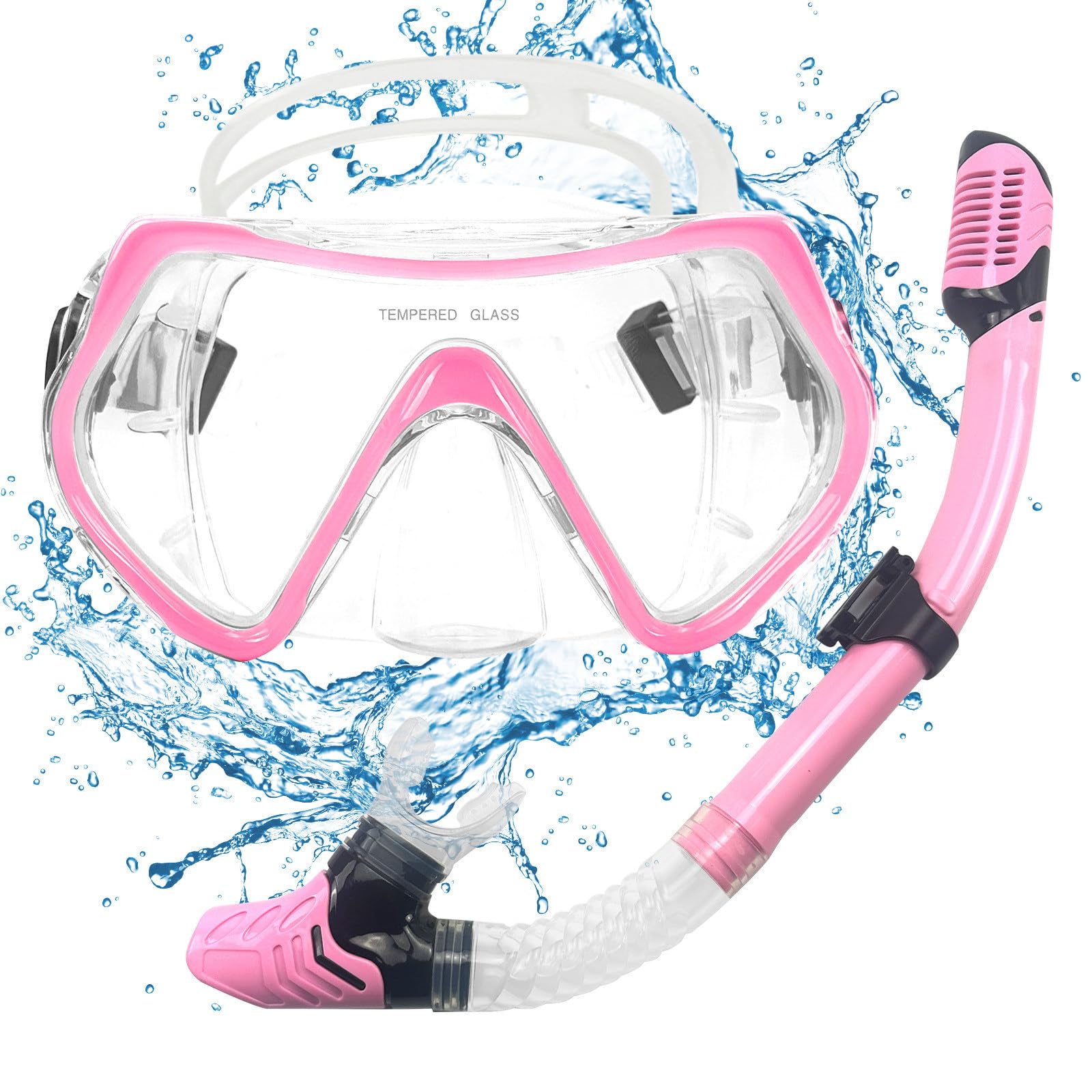POPOYU Snorkel Set Adults,Snorkeling Mask Adult,180° Panoramic Anti-Fog Snorkel Mask with Dry Top Valve,Anti-Fog Anti-Leak Scuba Snorkeling Packages for Swimming Snorkeling,Scuba Diving Swimming