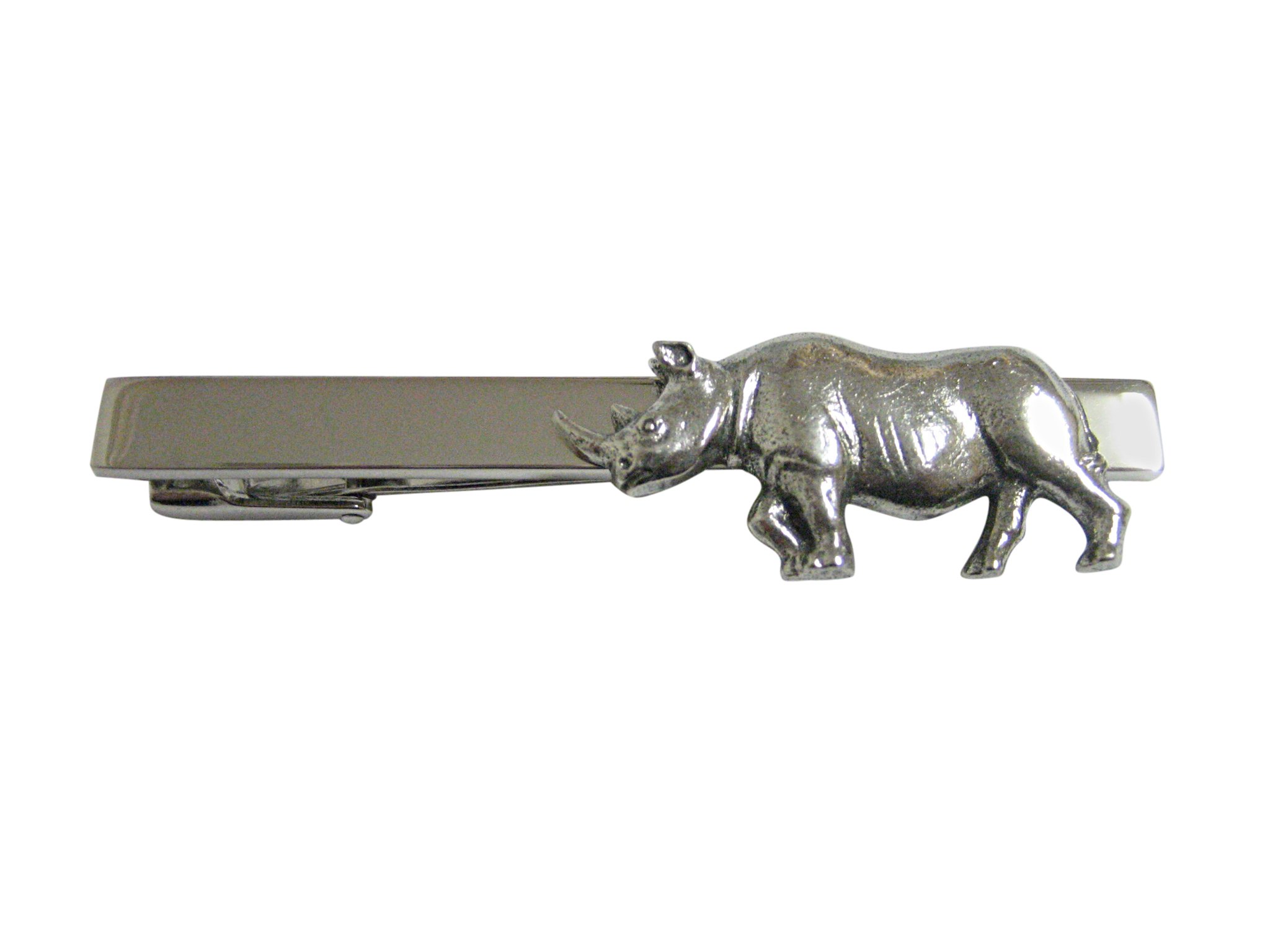 Kiola Designs Silver Toned Textured Rhino Square Tie Clip