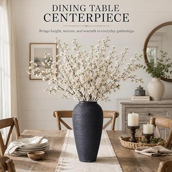 Rustic Ceramic Vase, 13.8 Black Farmhouse Tall Vase, Large Vintage Vases, Modern Terracotta Decor Vases for Home Decor, Living Room, Entryway, Table Centerpieces, Kitchen, Housewarming Gifts