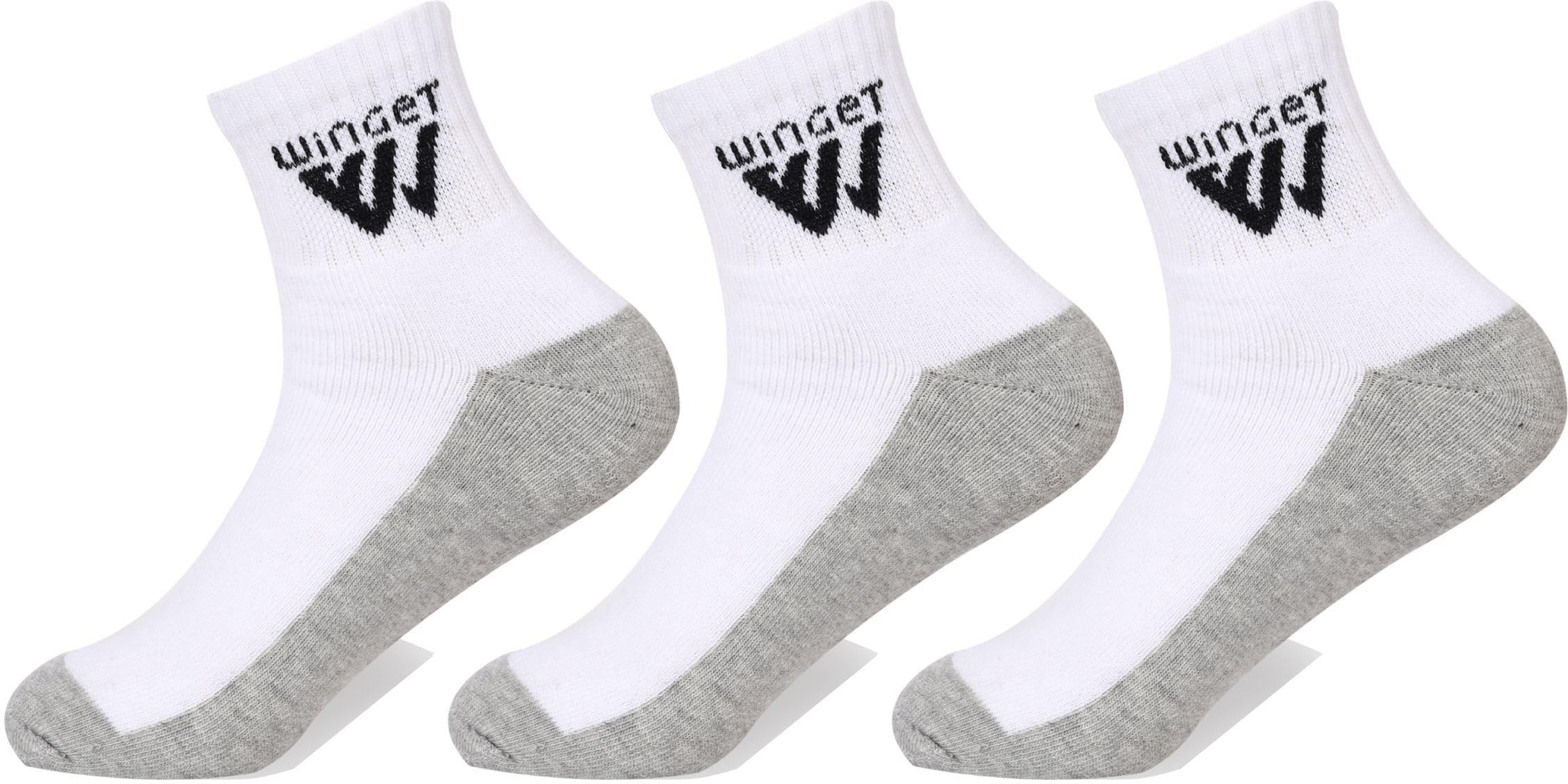 Unisex Polycotton Ankle Length Socks Pair for Running Sports & Gym, Odour Free | Breathable Ultra Soft & Comfortable Socks with Elegant Design (Set of 3 Pair Socks)(White)