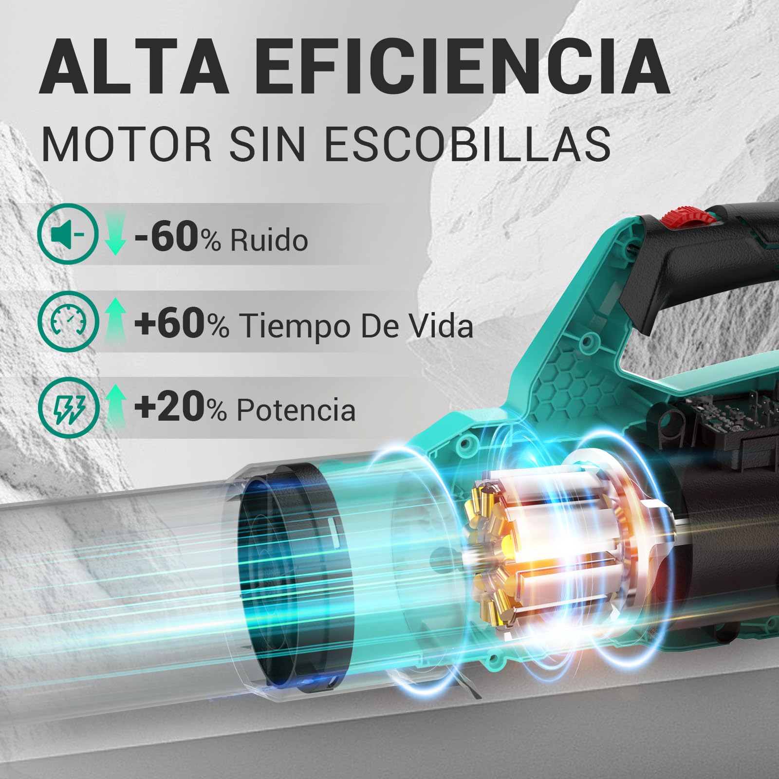 DCA Soplador de Hojas a Batería 20V con Motor Brushless, Volumen de Aire 820 m³/h y 193 km/h, Incluye Batería 4.0Ah, Ligero 1,5kg, Velocidad Variable para Limpieza de Jardín y Polvo
