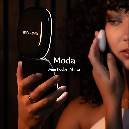 Miniatura 8 de Vanity Planet Moda - Espejo de maquillaje de bolsillo con luces y aumento, mini espejo de maquillaje compacto y de viaje - Espejo de aumento LED