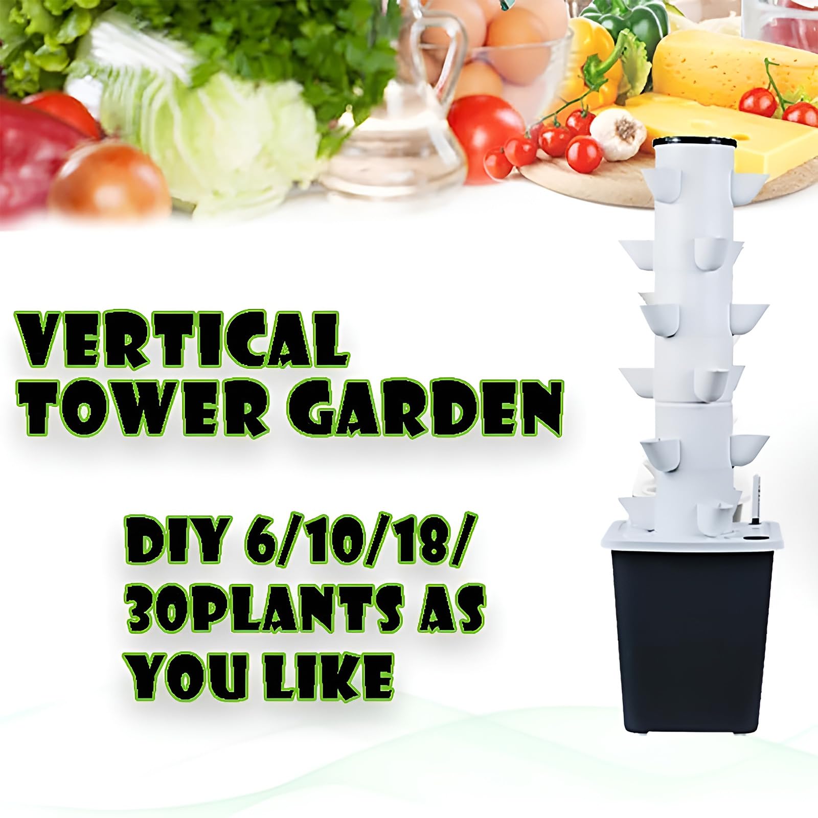 Sistema de cultivo vertical hidropónico, kit hidropónico de PVC de grado alimenticio para jardinería interior y exterior, 30 agujeros para lechuga, hierbas y verduras