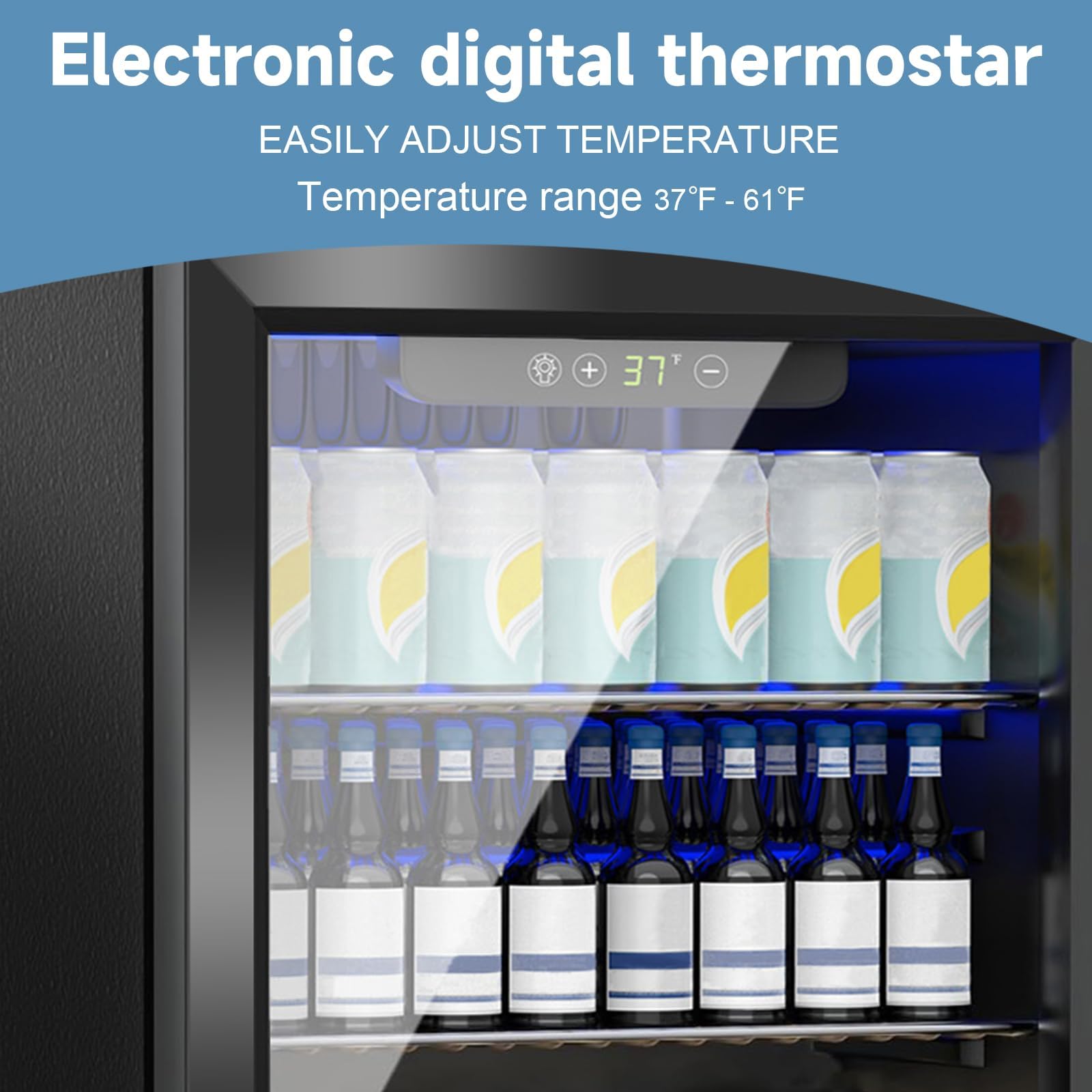 Stopasd Beverage Refrigerator Cooler, 1.7 Cu.Ft/70 Can Drink Fridge with Adjustable Shelves & Clear View Door Soda Wine Beer, Quiet Undercounter Small Fridge for Home/Office/Bar/Garage(40-61 ℉), Black on Fridge.com