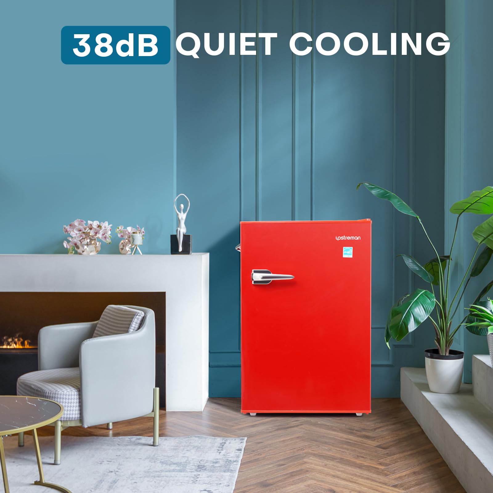 Upstreman 4.5 Cu.Ft Mini Fridge, Single Door Compact Refrigerator, Adjustable Thermostat, Low noise, Energy-efficient, Small Refrigerator for Bedroom, Office, Dorm, Red on Fridge.com