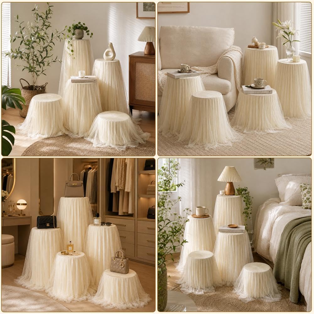 Lot de 5 supports cylindriques pour fête avec disque acrylique