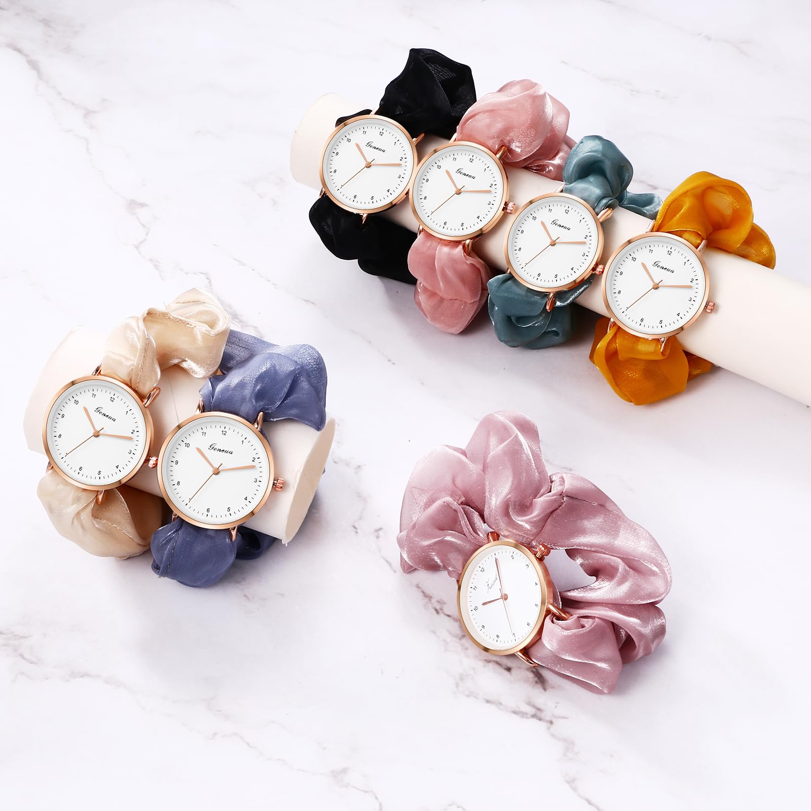 JewelryWe Uhren Damen Elastisch Haarband - Einzigartige Einfache Analog Quarz Armbanduhr Frauen Mädchen Uhr mit Haargummi Elastisch Armband Geschenk