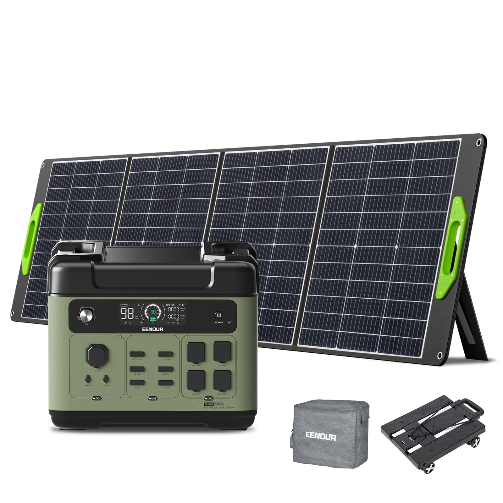 Amazon.co.jp: EENOUR ポータブル電源 P2001PLUS 4点セット 台車 