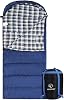 REDCAMP Flannel Sleeping Bag for Adults, Comfortable Cotton Sleeping Bags for Camping with Detachable Hood, RedGreyBlueBlack