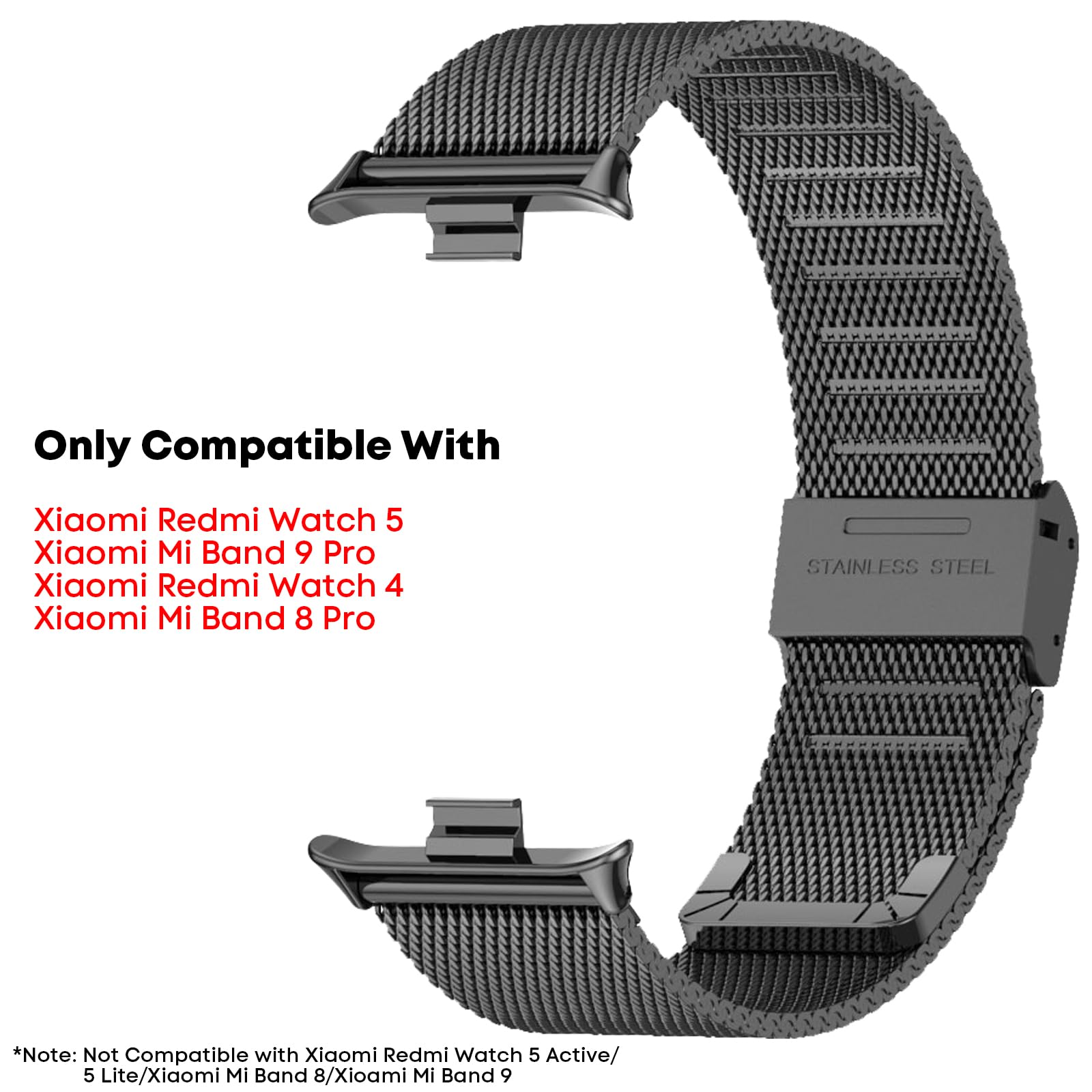 KUWAI Nylon Armband Für Redmi Smart Band 2 – Geflochten, Verstellbar Mit Edelstahl-Schließe | Atmungsaktiv & Waschbar